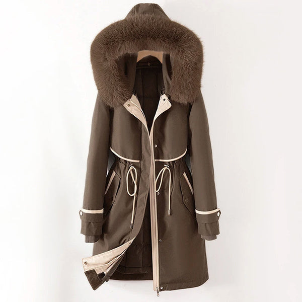 Leanna Womens Hooded Parka with Faux Fur Trim and Drawstring Waist - Image 4