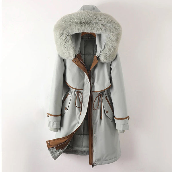 Leanna Womens Hooded Parka with Faux Fur Trim and Drawstring Waist - Image 3