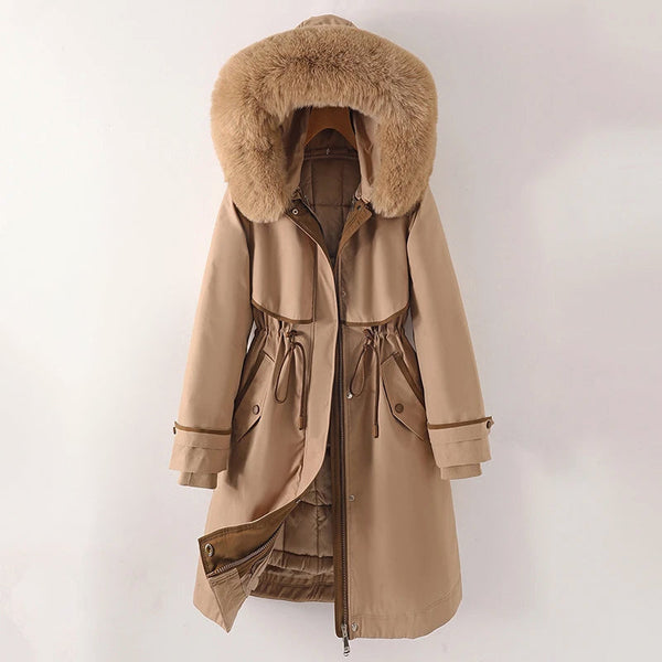 Leanna Womens Hooded Parka with Faux Fur Trim and Drawstring Waist - Image 5