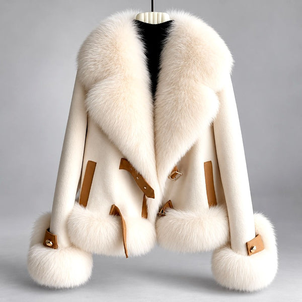 Leandra Womens Faux Suede Faux Fur Collar Cropped Jacket