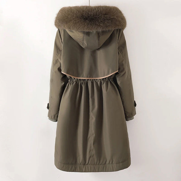 Leanna Womens Hooded Parka with Faux Fur Trim and Drawstring Waist - Image 6